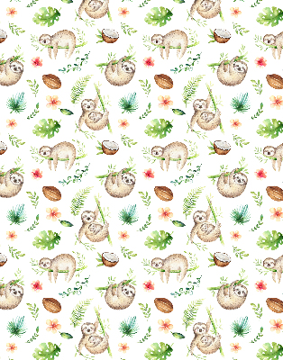 Fabric roller blind Sloths and plants