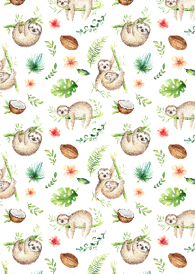 Fabric roller blind Sloths and plants