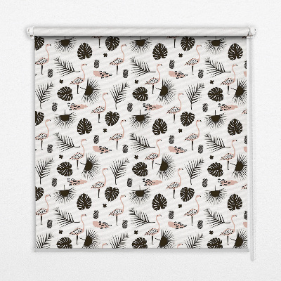 Modern roller blind Flamingos and leaves
