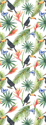 Fabric roller blind Toucans on flowers