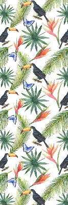 Fabric roller blind Toucans on flowers