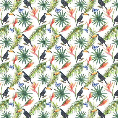 Fabric roller blind Toucans on flowers