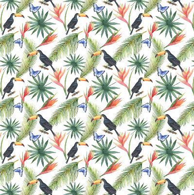 Fabric roller blind Toucans on flowers
