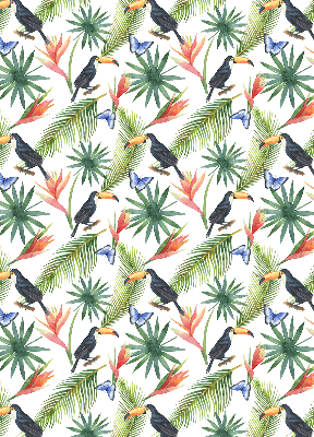 Fabric roller blind Toucans on flowers