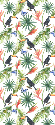 Fabric roller blind Toucans on flowers