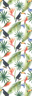 Fabric roller blind Toucans on flowers