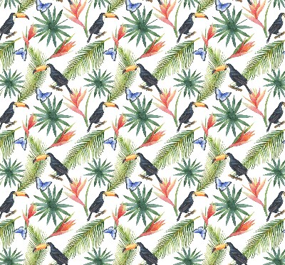 Fabric roller blind Toucans on flowers