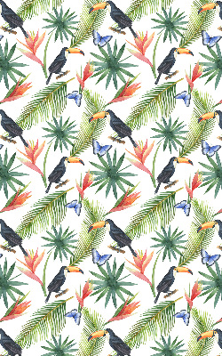 Fabric roller blind Toucans on flowers