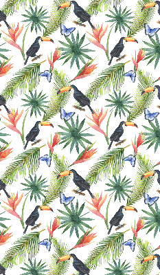 Fabric roller blind Toucans on flowers