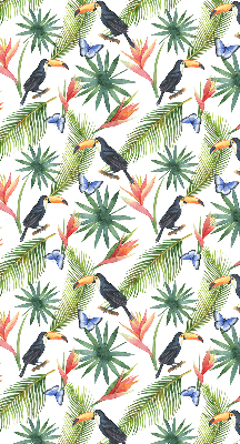 Fabric roller blind Toucans on flowers
