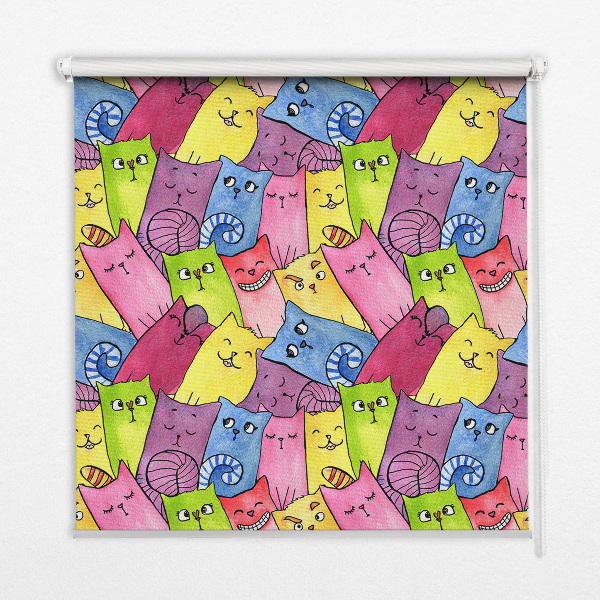 Modern roller blind Colorful cats