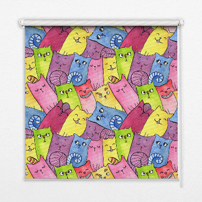 Modern roller blind Colorful cats