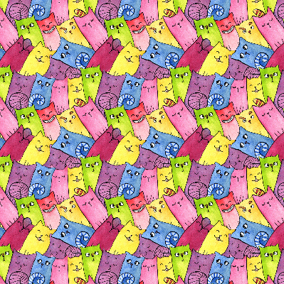 Modern roller blind Colorful cats