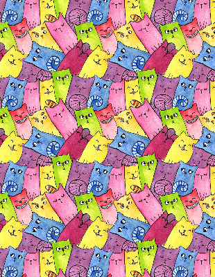 Modern roller blind Colorful cats