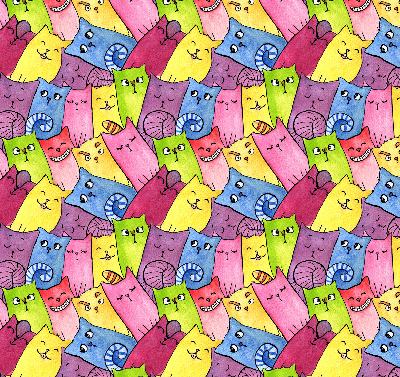 Modern roller blind Colorful cats