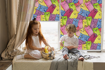 Modern roller blind Colorful cats