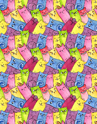 Modern roller blind Colorful cats