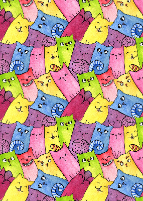 Modern roller blind Colorful cats