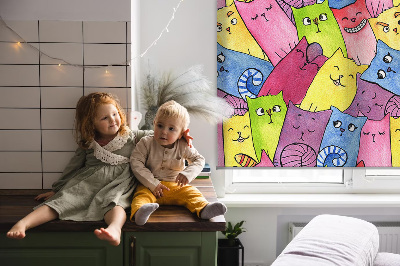 Modern roller blind Colorful cats