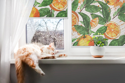 Roller blind for large window Oranges and leaves