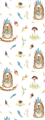 Modern roller blind Teddy bears and plants