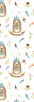 Modern roller blind Teddy bears and plants