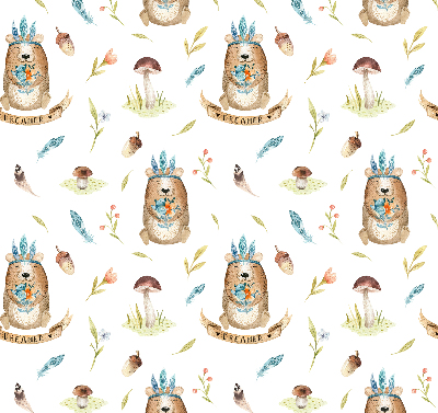 Modern roller blind Teddy bears and plants