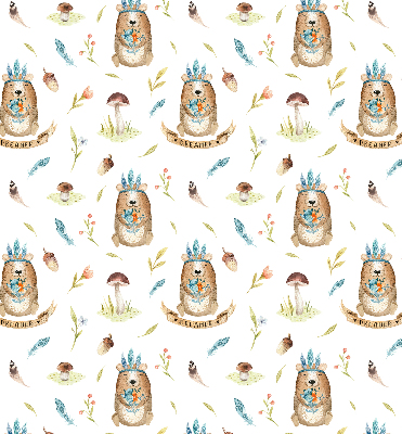 Modern roller blind Teddy bears and plants
