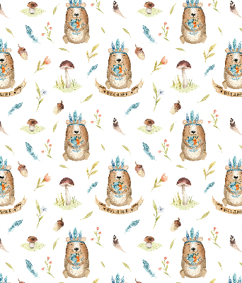 Modern roller blind Teddy bears and plants
