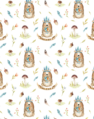 Modern roller blind Teddy bears and plants