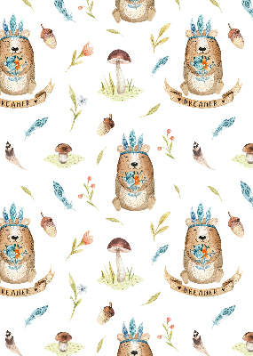 Modern roller blind Teddy bears and plants