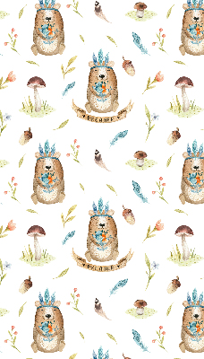Modern roller blind Teddy bears and plants