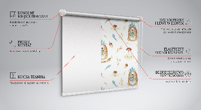 Modern roller blind Teddy bears and plants