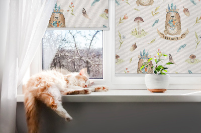 Modern roller blind Teddy bears and plants