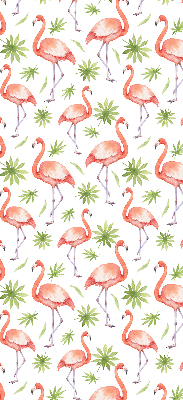 Roller blind for large window Flamingo and leaves