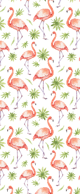 Roller blind for large window Flamingo and leaves