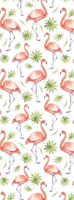 Roller blind for large window Flamingo and leaves