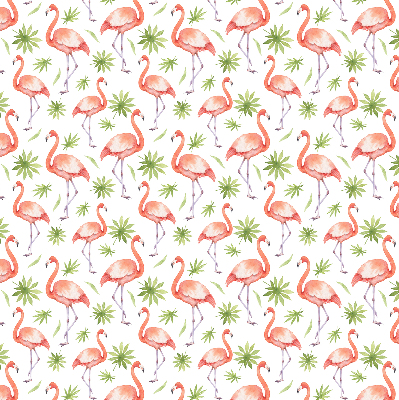 Roller blind for large window Flamingo and leaves
