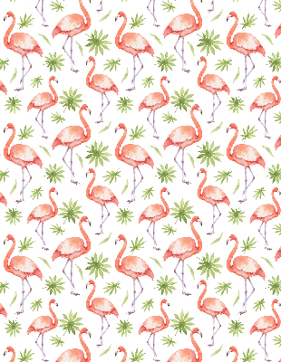 Roller blind for large window Flamingo and leaves