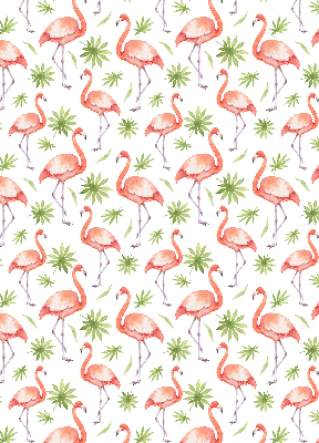 Roller blind for large window Flamingo and leaves
