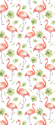 Roller blind for large window Flamingo and leaves