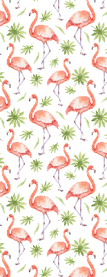 Roller blind for large window Flamingo and leaves