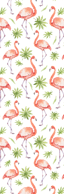 Roller blind for large window Flamingo and leaves