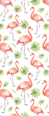 Roller blind for large window Flamingo and leaves