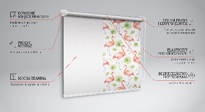 Roller blind for large window Flamingo and leaves