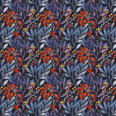 Fabric roller blind Dark leaves and rowan