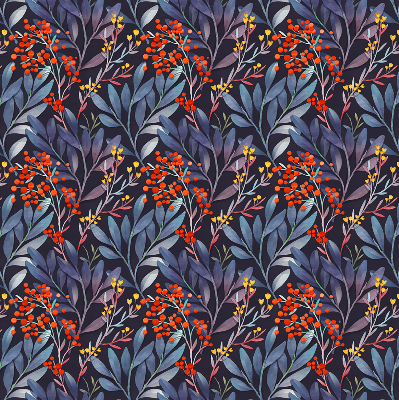 Fabric roller blind Dark leaves and rowan
