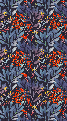 Fabric roller blind Dark leaves and rowan