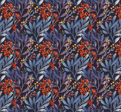Fabric roller blind Dark leaves and rowan