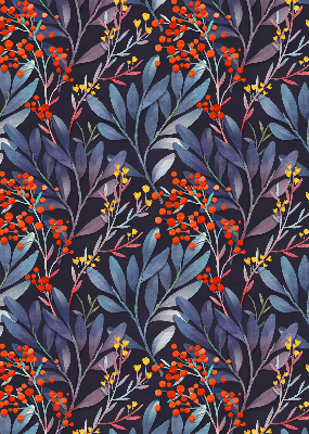 Fabric roller blind Dark leaves and rowan